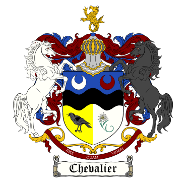 chevalier coat of arms with supporters